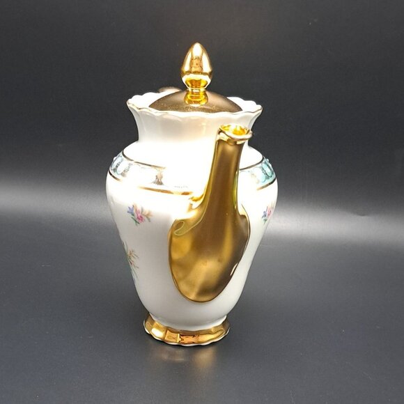 Vintage Bavaria Porcelain Teapot Gold Trim Floral Design - Picture 7 of 16